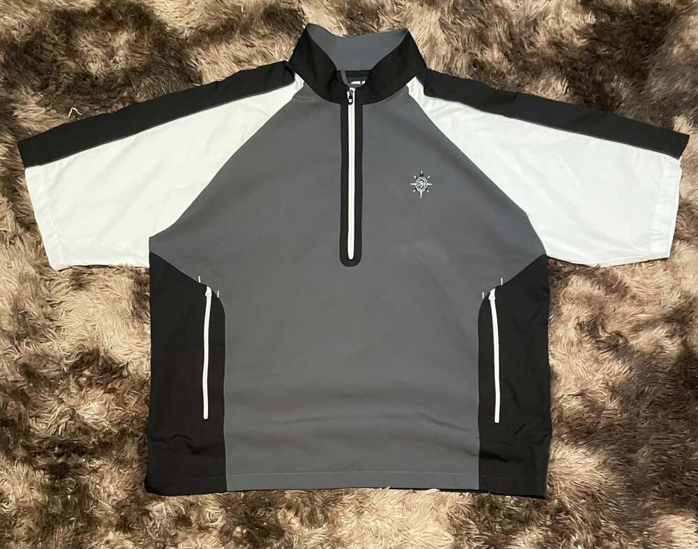 FootJoy Short Sleeve 1/2 Zip Windshirt Size XL Black Gray